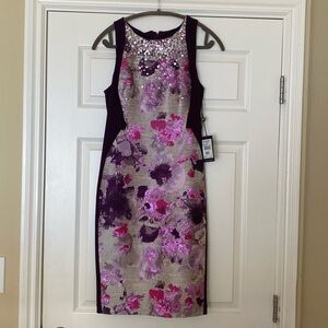 Adrianna Papell jacquard purple dress. Size 6. NWT excellent condition.